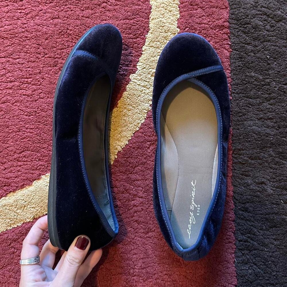 easy spirit e360 blue navy velvet ballet flats womens 9